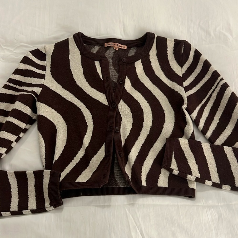 Bailey Rose Zebra Button Down Sweater (Part of a Set)